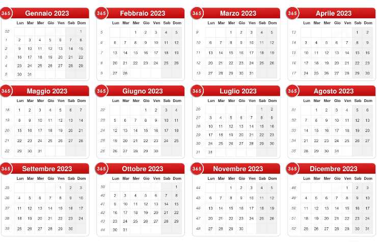 Calendario completo di festività e ponti 2023