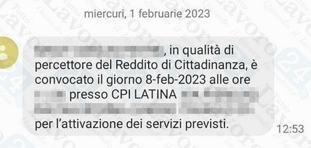 reddito di cittadinanza convocazione centro per l'impiego