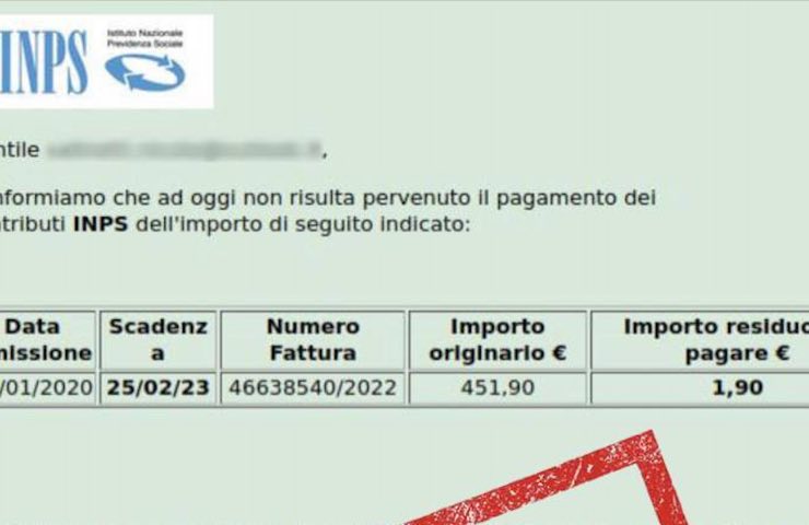 avviso truffa inps via email